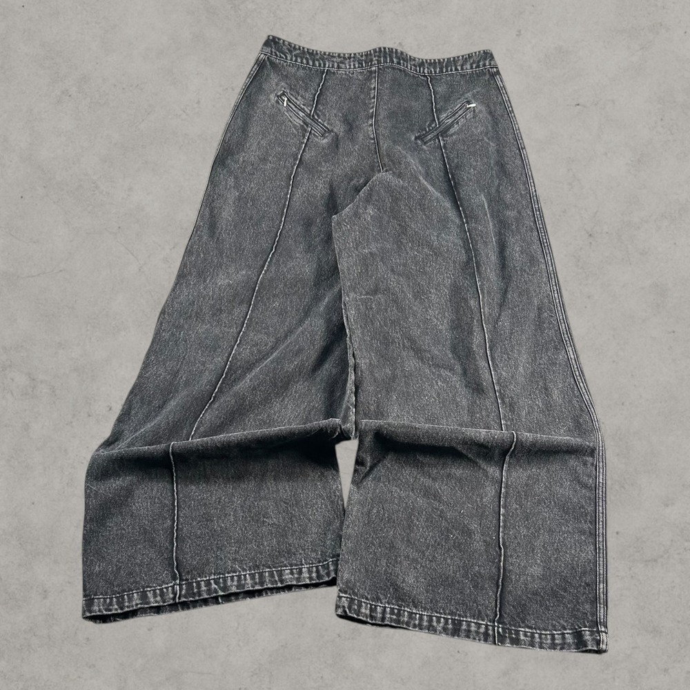 Adidas Wide Leg Jeans Mens 35x30 Washed Black Detail 3-Stripe IT7271 Montreal - Picture 10 of 10